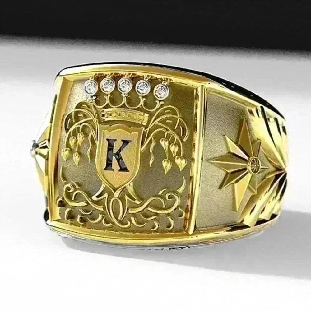 💝Unique Retro K for King Flip Cover Wide Vintage Punk Ring for Men,GPMB1…